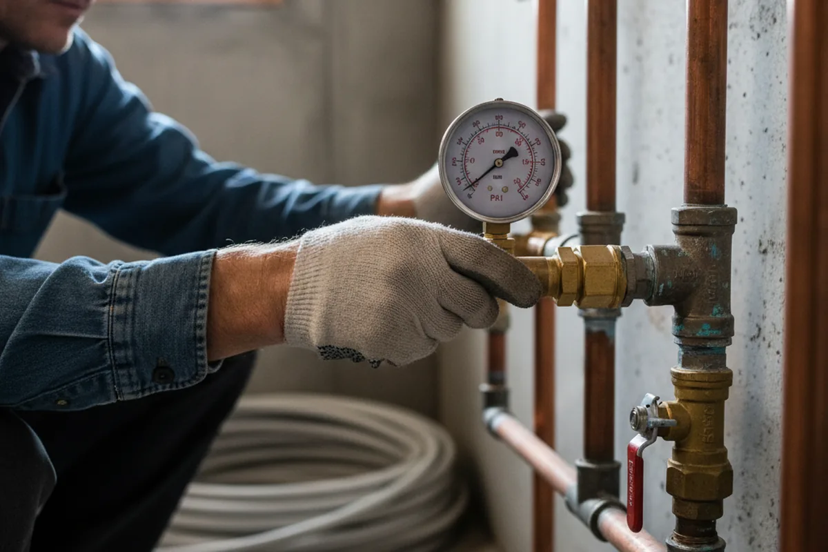 Pressure testing a repaired line during Water Line Repair in Suffield